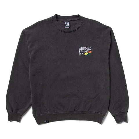 Lonely Palm Embroidered Middle of Nowhere Crew Neck - Vintage Black - LARGE ONLY