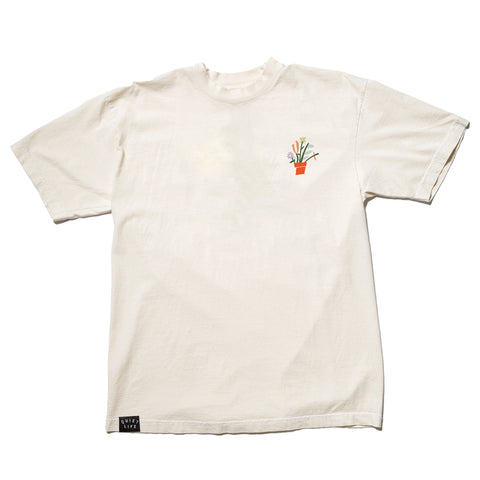 Plants Embroidered T - Cream