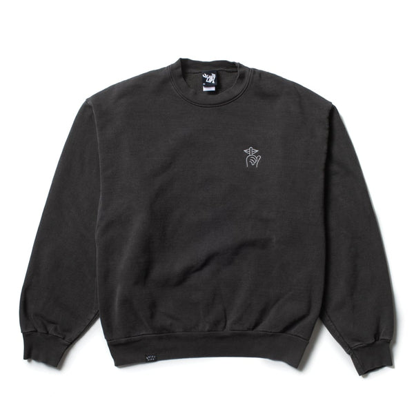 Shhh Embroidered Crew Neck - Made in USA - Vintage Black