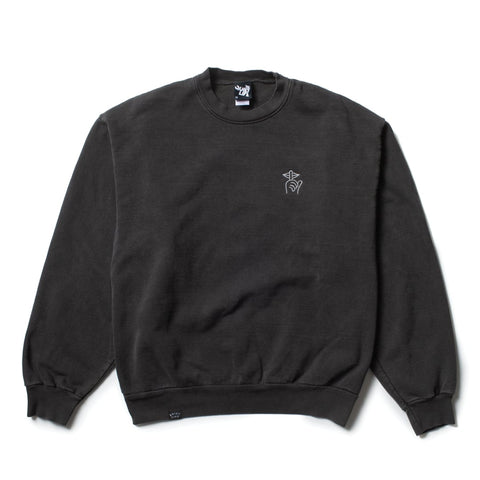 Shhh Embroidered Crew Neck - Made in USA - Vintage Black