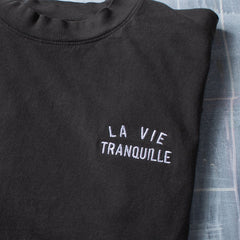 La Vie Tranquille Embroidered T - Vintage Black - MEDIUM ONLY